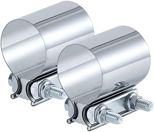 Vitonsbay 2.75 Inch Exhaust Clamp,2 3/4 In Butt Joint Exhaust Muffler Pipe Band Clamp Sleeve Coupler Stainless Steel(2PCS), Set of 2