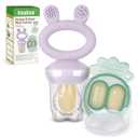 Haakaa Baby Fruit Food Feeder & Mini Freezer Nibble Tray Combo, Breastmilk Popsicle Molds for Baby Cooling Relief, BPA Free Silicone Feeder for Safe Infant Self Feeding, 4 Month+ (Lavender)
