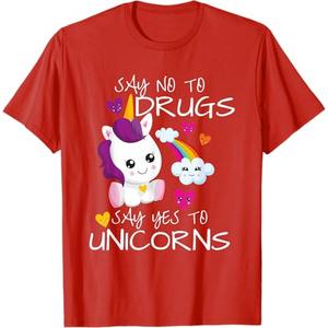 Red Ribbon Week Kids Youth Say No Say Yes to Unicorns T-Shirt