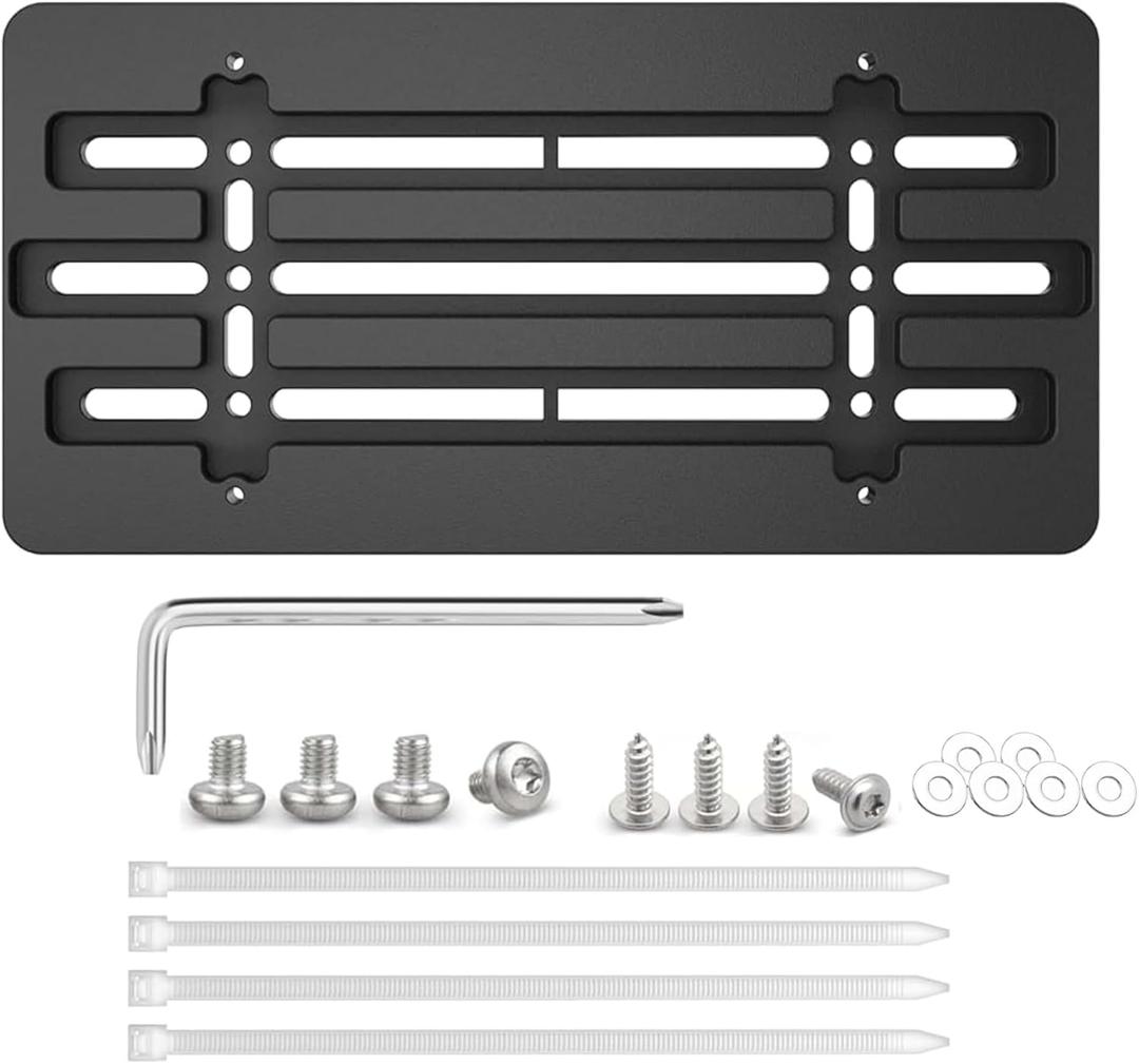 RED WOLF Front License Plate Bracket Holder Frame Tag Universal for Car Truck Van SUV with 6 Screws and Wrench Kit Black Easy Mount
