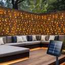DBFAIRY Solar Curtain Lights, 13Ft x 3.3Ft 200 LED Outdoor Curtain Lights Waterproof Auto ON/Off 8 Modes for Garden Fence Patio Wall Decor (Warm White)