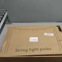 6 Pack 10 ft Heavy Duty Metal String Light Poles Adjustable Outdoor Lighting Stand for Patio,Backyard,Garden,Party & Wedding Rustproof & Sturdy with Hooks