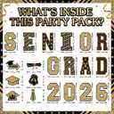 Xuhal 20 Pcs Class of 2026 Graduation Yard Signs 15.7 Inch Large Black and Gold Glitter Senior Grad Lawn Decorations with Stakes Waterproof Outdoor Celebration Decor and Photo Backdrop
