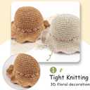 Baby Girl Sun Hat for Toddler Straw Hats Kids Bucket Hat with Bow Flower Baby Sun Cap for Girls Beach Summer Outdoor (Brown), One Size
