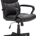 Amazon Basics Office Task Chair with Adjustable Height, 360 Swivel, Padded Armrests, Mid-Back, Rolling, 275 Pound Capacity, 24.2"D x 24"W x 34.8"H, Black Faux Leather