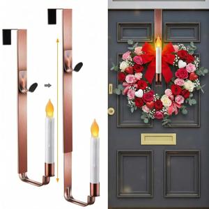 Enhon Wreath Hangers for Front Door, Valentines Day Decorations, Adjustable Wreath Hanger from 15.7 to 26", Fits Doors up to 2" Thick(Bronze,1 Pack)
