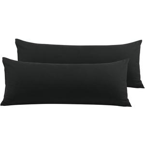 PiccoCasa Body Pillow Covers - 110 GSM Brushed Microfiber - Zipper Closure - 2 Pack - Soft and Breathable Pillow Cases (20"x48") Black