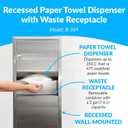 BOBRICK 369 ClassicSeries Stainless Steel Recessed Paper Towel Dispenser with 2-Gallon Waste Receptacle, 28" Height, 14" Width, Satin Finish