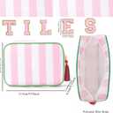 AUONY Empty Mahjong Tile Bag with Tassel, Pink and White Striped Zipper Mahjong Bag Pouch for American Mahjong Set (Pink), 16 Inches X 23.5 Inches X 8.5 Inches