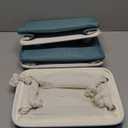 Bidtakay Small Storage Baskets for Shelves 3 Pack Fabric Storage Bins for Organizing Linen Collapsible Organizer for Closet-White&Teal