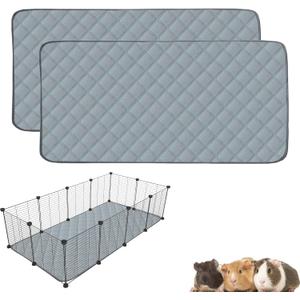 2 Pack Guinea Pig Cage Liners for C&C 2x4 Habitat Washable Guinea Pig Bedding Super Absorbent | Waterproof | Non Slip| Reusable Guinea Pig Pee Pads for Small Animals Cages - 57.1" x 27.6"