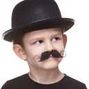 Mustaches Self Adhesive Imperial Fake Mustache for Kids, Novelty, Small False Facial Hair, Costume Accessory for Children, Black Color