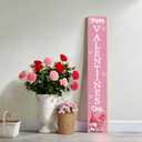 Pink Valentines Decor Valentines Porch Sign Porch Decor Gnomes Outdoor Decorations Wooden Door Decorations Indoor Outside Welcome Sign for Front Door 46.8 Inch