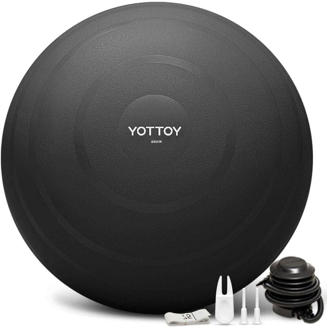 YOTTOY Anti-Burst Exercise Ball for Working Out, Yoga & Pregnancy, Extra Thick Workout Ball for Physical Therapy & Fitness, 26IN/58-65cm