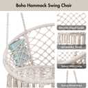 ANOW Macrame Hammock Chair with Stand, Heavy Duty Hanging Chair Stand with Swing Chair, Includes Luxury Padded Cushion, Max 400 Lbs, Natural
