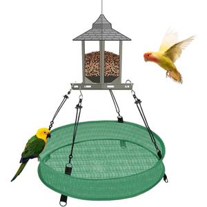 Bird Seed Catcher Trays  20" Diameter x 4" High, Green Spill Guard Platform for Bird Feeders, Outdoor Feeder Accessory