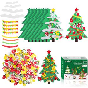 Elcoho 30 Kits Creative DIY Foam Christmas Tree for Making Funny Tree Assortment Christmas Foam Stickers for Holidays Party Activities