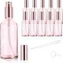 10 Pack 3.4 Oz Pink Glass Spray Bottles, Refillable Fine Mist Atomizers with Rose-Gold Caps, Empty Perfume Bottles for Essential Oils, Body Sprays, Travel