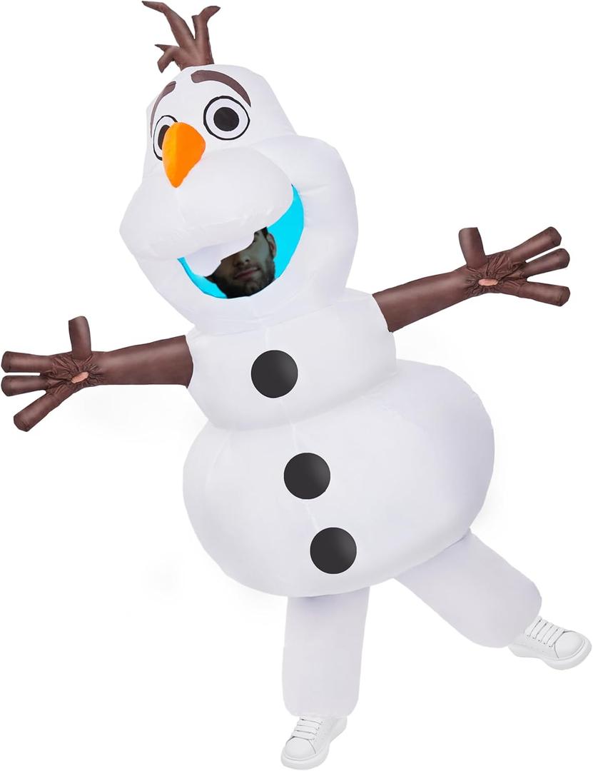 Longteng Olaf Costume Adult Inflatable Costume Men Fancy Dress Halloween Blow Up Suit Cosplay Party