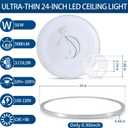24'' Modern LED Ceiling Light Fixture - Ultra Thin Flush Mount, 50W 5000LM, Brushed Nickel - Perfect for Bedroom, Kitchen, Dining Room, Living Room, Home Office, Hallway.