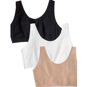 Fruit of The Loom Womens Built Up Tank Style Sports Bra, White/Sand/Black, 40 US