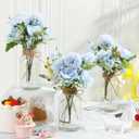 Zeyune 6 Set Mason Jar Centerpiece for Table, Artificial Hydrangeas Vintage Vases Centerpieces, Clear Flower Glasses Decor Gifts for Wedding, Home, Anniversary, Birthday Party(Blue)