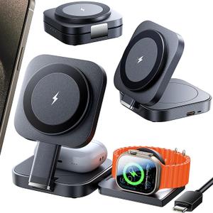 LISEN for MagSafe Charger Stand for iPhone Magnetic Apple Watch Airpods Charging, Airplane Gadgets Magsafe Kickstand for iPhone Wireless Charger Gifts for Women Men Travel Essentials