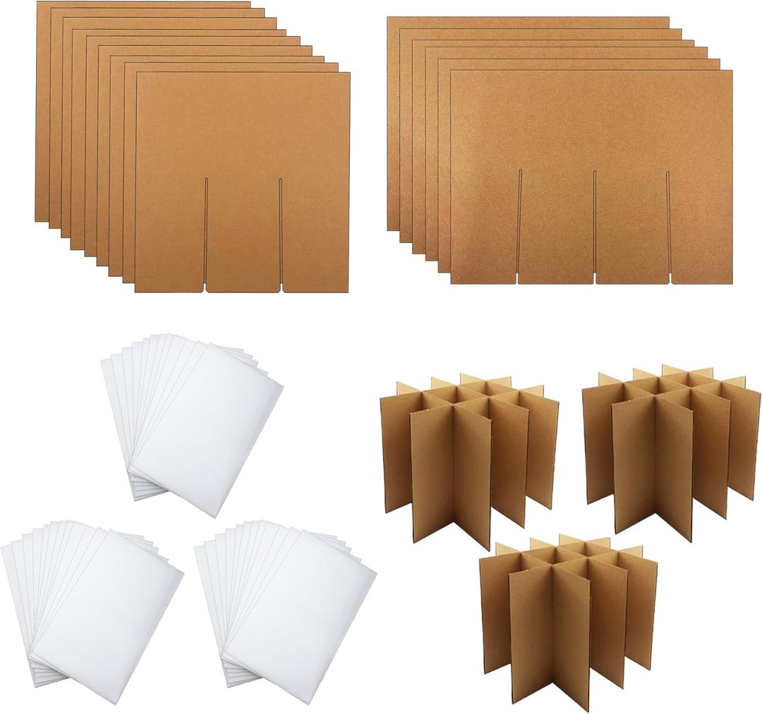 3 Sets Glass Dividers Kits for Moving Boxes Fits for 16 x 12 x 12 Inch Box Glass Cell Divider Fits for Box Inserts Corrugate Boxes for Kitchen Wine Glassware with 36 Foam Pouches (Box Not Included)