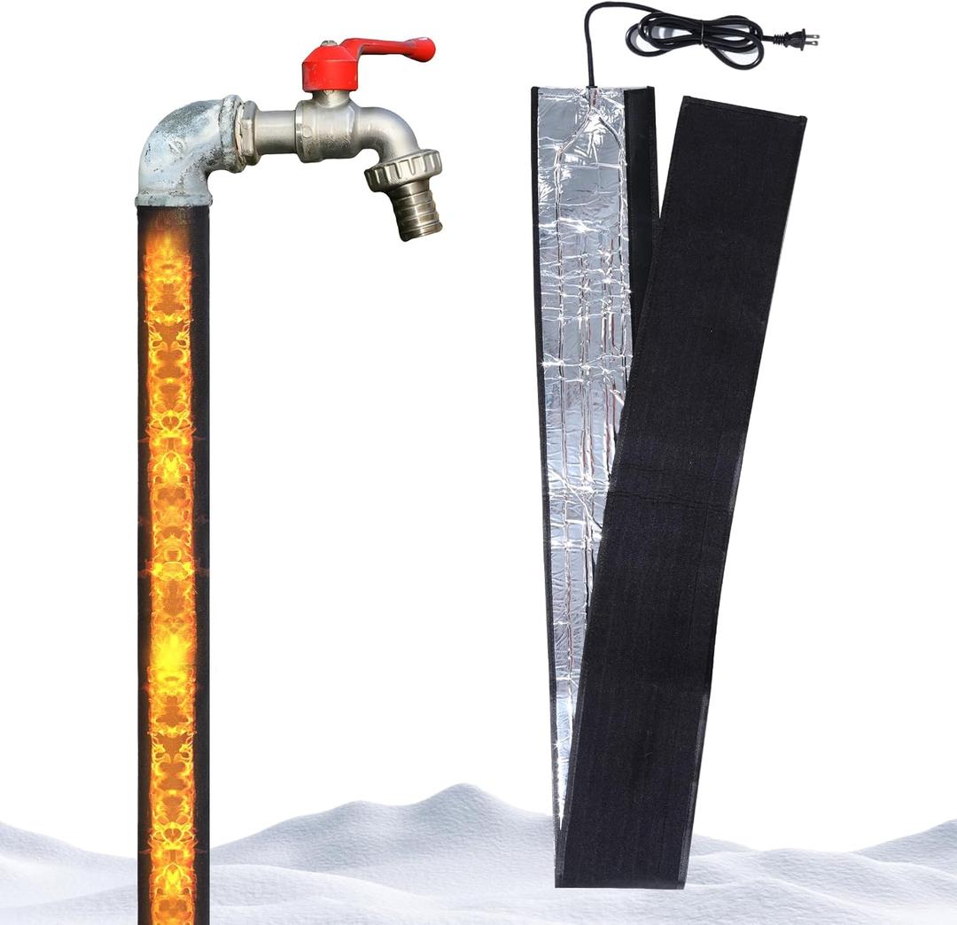 Water Pipe Heat Blanket 78.7 x 6.3 with 4.9 ft Power Cord, 110V, Max Temp 65, Aluminum Foil Freeze for Metal & Plastic Pipes Freeze Protection