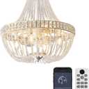 20“ Crystal Chandelier Ceiling Fan with Lights, (Retro White), 20 IN, Crystal Bead