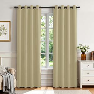 Joydeco Blackout Curtains for Bedroom 84 inch Long 2 Panels, Thermal Insulated Room Darkening Curtains with Grommets, Soft Window Drapes for Living Room (W52 x L84 Inch, Beige)