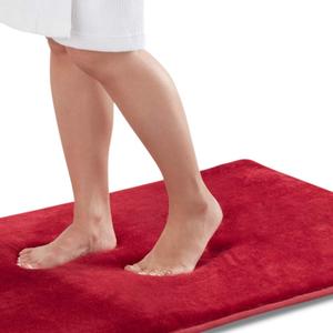 Genteele Memory Foam Bath Mat Non Slip Absorbent Super Cozy Velvet Bathroom Rug Carpet (17 inches X 24 inches, Red)