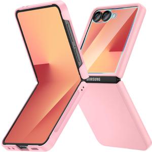 Ruky for Samsung Z Flip 7 Case, Full Body Hard PC Ultra Slim Anti-Scratches Shockproof Wireless Charging Protective Cover for Samsung Galaxy Z Flip 7, Pink