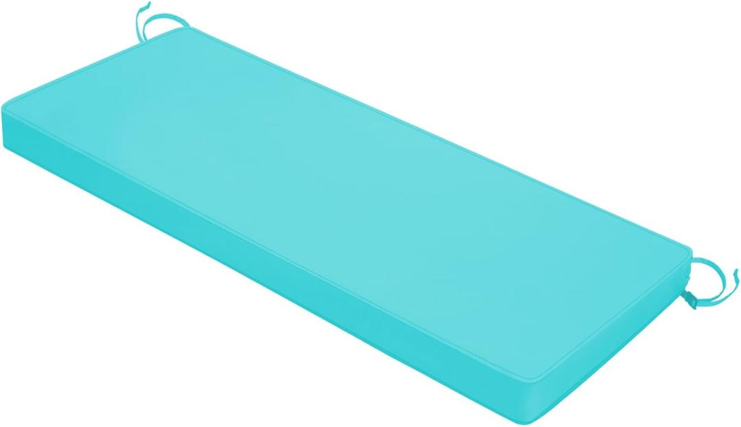 Mrsenloi Outdoor Bench Cushion 48x18x3 Inch with Ties, Thick Waterproof Porch Swing Cushions for Patio Furniture Chair Pad, Seat Sofa Garden Replacement Cushion Sponge Filling (Teal)