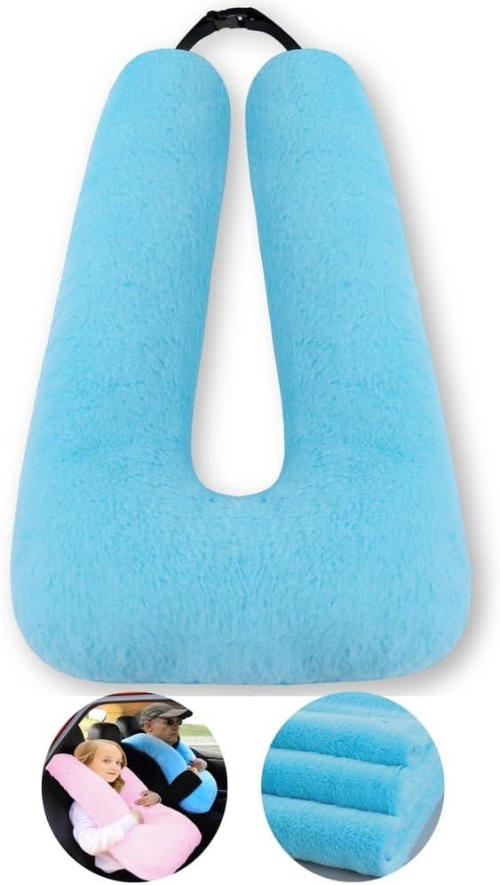 FHSGGP Travel Pillow Cushion for The Back Seat of Car Car Pillow for Kids A Sleeping Artifact Suitable for Long-Distance Travel of Adults and Children Travel Pillow for Kids Blue, 28×18×5.5 inches