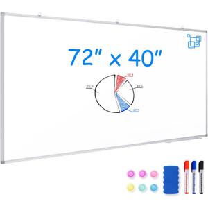 Dry Erase Board 72 x 40 Inch, Large Magnetic White Board for Wall, Maxtek Aluminum Frame Erase Board Presentation Wall-Mounted Marker Board with a Long Pen Tray for Classroom, Office & Home