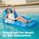 SLOOSH Premium Pool Floats Lounger for Adults - Inflatable Fabric Covered Float Recliner Pool Lounge Chair with Backrest & Cup Holders for Beach Lake Swimming Pool Water