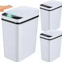 Maxcheck 3 Pcs Automatic Bathroom Trash Can with Lid 3 Gallon Touchless Motion Sensor Small Slim Garbage Can Smart Electric Narrow Waterproof Garbage Bin for Kitchen Bedroom Office Toilet, White