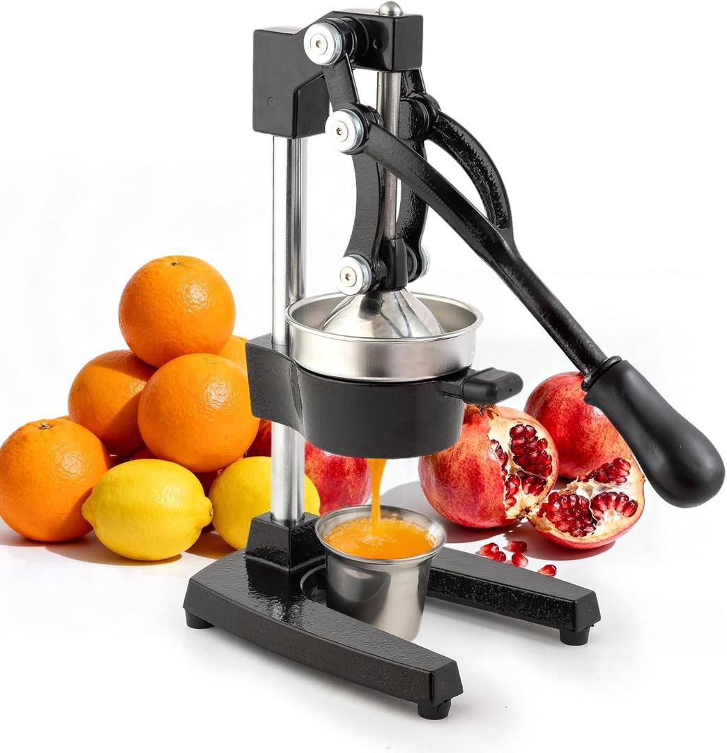 Manual Cast Iron Juicer, Commercial Lemon Squeezer, Professional Citrus Juicer, Ideal for Extracting Juice From Lemons, Oranges, and Grapefruits. Easy to Clean. (Black)
