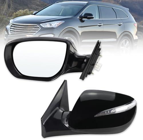 Lqito Left Driver Side Mirror Compatible With 2013 2014 2015 2016 2017 2018 Hyundai Santa Fe Sport With Manual Folding Power Glass Heated With Turn Signals Black Replace#HY1320201(6 Pins)