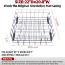 Cylrod Upgraded W10728159 Dishwasher Lower Rack for Maytag Dishwasher Rack with Wheels, W10525646 W10780925 W10082825 Lower Rack Replacement for Kitchenaid Dishwasher Rack Parts, 22"D by 20.8"W