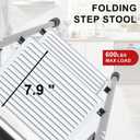 2 Step Ladder for Kitchen Step Stool, Lightweight Folding Step Stool with Curved Safety Handrail, Auto-Lock Mechanism & Non-Slip Wide Pedals, Slim 2 Step Ladder Foldable for Home Indoor（White）