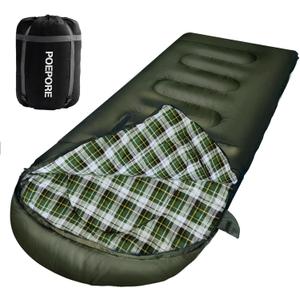 Flannel Sleeping Bag Cotton 0 Degree Cold Weather for Adults XXL Wearable Sleeping Bag 4 Seasons Waterproof with Compression Sack, Size: 90.55*35.43