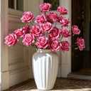INXUGAO Artificial Flowers Fake Roses for Outdoor, 6Pcs 28" Long Stem Silk Roses for Wedding Indoor Outside Party Decor, Realistic Faux Bouquet for Tall Vase Planter (Fuchsia)