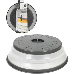 Tovolo Microwave Splatter Cover for Food, Large (Charcoal) - Collapsible & Vented Silicone Splatter Guard Lid - Microwave Plate & Dish Cover with Handle - BPA-Free Kitchen Gadget for Meal Prep (Large (13 inch))