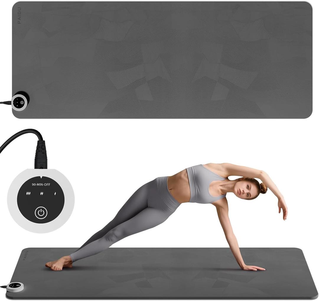 Heating mat, Adjustable Temperature Heated Floor mat, Extra Large Anti Slip Electric Heating Yoga mat,Foot Warmer,Winter 120V Heated Rug Suitable for Yoga, Pilates,Exercise (Deep)