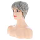Women's Short Gray Pixie Cut Wig with Bangs Natural Looking Synthetic Hair for Cosplay Daily Wear
