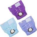 CuteBone Dog Diapers Female Washable Small Medium Large 3 Pack Reusable Doggie Diapers Puppy Period Pants for Doggy Heat Cycle Peeing
