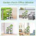 iDavosic.ly Plant Stand Indoor Outdoor, 8 Tier Corner Metal Flower Display Holder Shelf, Easy Assembly Folding Tall Orchid Rack for Patio Balcony Porch Garden Living Room House, Black