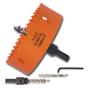 4-1/8 inch Hole Saw with Arbor for Metal Wood Plastic, 4-1/8 in Bimetal Hole Cutter for Different Project with Smooth and Flat Drilling Edge, Fast Chip Removal